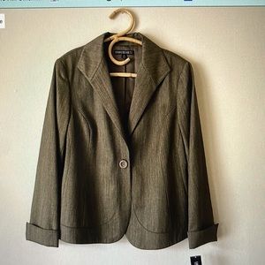 NWT  Lafayette 148 collared blazer green heather size 14